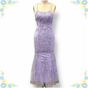 STACEES Mermaid Silouhette Lavender Custom Lace Prom Dress